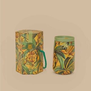 NWT FARM Rio Tropical Leaf Print Tumbler with Lid and gift box